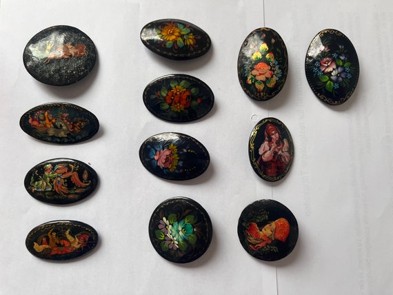Broche Ancienne Russe Vintage - Portrait Miniature En Laiton - Bijou De Collection