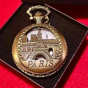 Paris Taschenuhr, Eiffelturm, Notre Dame, Arc de Triomphe zum Verschenken oder Sammeln