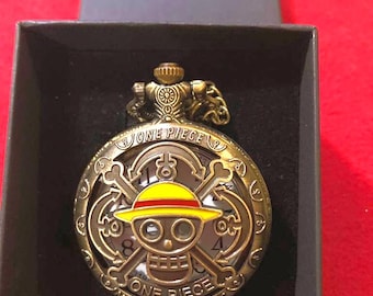 One Piece pocket watch for gifting or collecting. Skull Luffy
