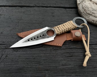 Throwing Knife. Handmade Knife for Recreation and Competition. Forged Throwing Knife Wrapped in Paracord. Kunai Knives. Custom Knives