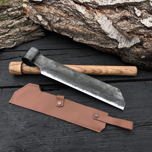 Forged Froe. Woodworking Tool. Splitting Froe. Handmade splitter. Wood Splitting Axe. Ax for creating boards. Forged knife. Carpentry Tool.