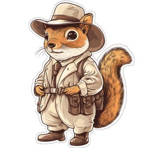 Eichhörnchen auf Safari Aufkleber | Naturliebhaber Aufkleber | Wald Kunst | Eichhörnchen Liebhaber Geschenk | Wildtiere Kunst
