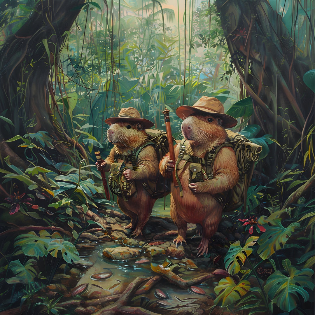 Capybara Exploring the Rainforest Canvas Print - Wall Art - Capybara ...