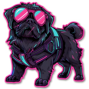 Cyberpunk Pekingese Decal | Unique Pekingese Gifts | Dog Lover