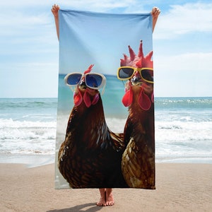 Telo mare con polli divertenti/Regali di pollo/Pollo Art