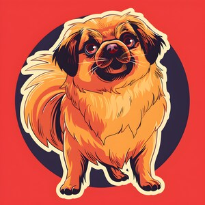 Pekingese Decal | 90&#39;s Anime Style | Unique Pekingese Gifts | Sticker