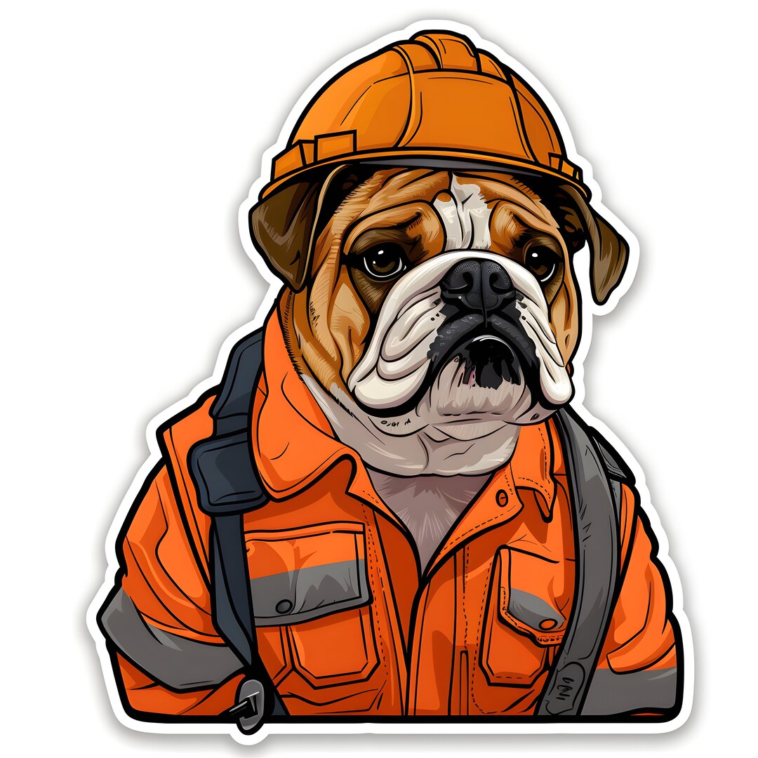 Contractor Stickers Contractor English Bulldog Car Decal Construction Worker Gifts Dog ...
