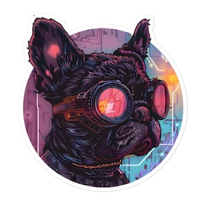 Cyberpunk Brussels Griffon Sticker | Brussels Griffon Gift Ideas | Car Decal