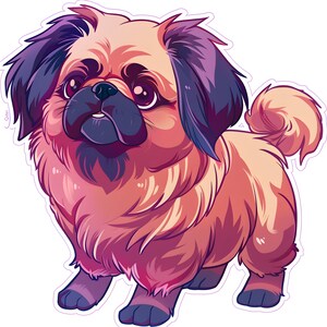 Pekingese Sticker | 90&#39;s Anime Style | Dog Lover | Unique Pekingese Gifts