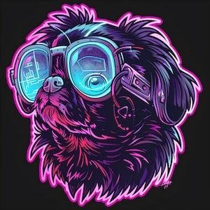 Cyberpunk Pekingese Sticker | Dog Lover | Unique Pekingese Gifts