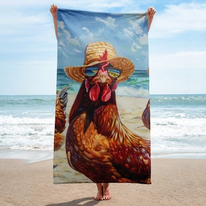 Divertente telo da spiaggia con pollo/regalo per l&#39;amante del pollo/arte del pollo