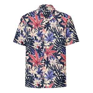 Marijuana Leaf Tropical Pattern Button-Up Shirt | Smoker Gifts | Stoner Top