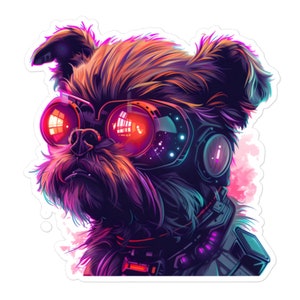 Cyberpunk Brussels Griffon Sticker | Dog Lover Gifts | Brussels Griffon Decal