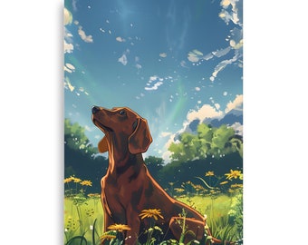Peaceful Dachshund hound Art Print - Dog Memorial Gifts - Thoughtful Sympathy for Dog Loss Gift