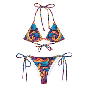 Mushroom Pattern String Bikini | Psychedelic Gifts | Fungi Apparel | Mycology