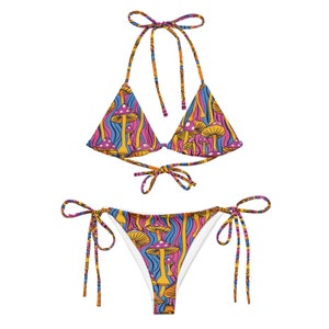 Psychedelic Mushroom String Bikini | Hippie Wear | Trippy Bikini | Festival Fashion