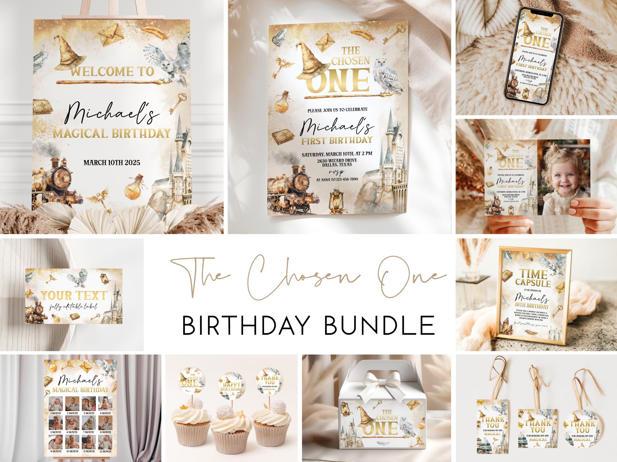 Chosen One Birthday Invitation Bundle, Magical 1st Birthday Party