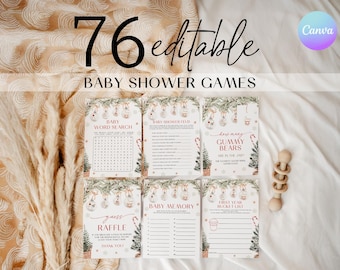 Christmas Baby Shower Games Bundle, Merry Little Baby Shower Game Pack, Editable Set ZS2
