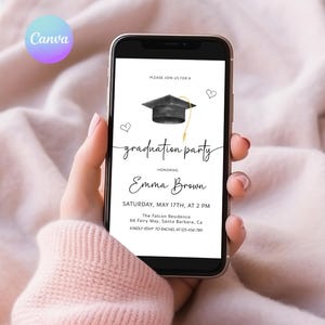 Electronic Graduation Party Invitation Template Grad Mobile Phone Evite Digital Grad Party Invite Digital Class Of 2025 Graduation Party