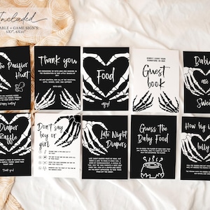 Halloween Baby Shower Games Bundle Black Baby Shower Games Autumn Baby Shower Games Skull Baby Shower Activities Gothic Baby Shower SBS3 image 3