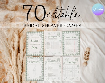 She's Off The Market Games Set – Green Gingham Theme (Printable DIY Pack) FH3