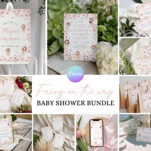 Floral Fairy Baby Shower Bundle, Fairy Garden Baby Shower Set, Printable Fairy Baby Shower Games Bundle, Enchanted Garden Party Decor FR2