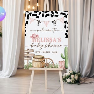Cowgirl-Babyparty-Willkommensschild, druckbare Babyparty-Willkommensposter, Texas-Babyparty-Willkommensschild, Ranch-Babyparty-Dekoration RO2