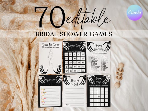 Gothic Bridal Shower Game Bundle, Till Death Do Us Part Bridal Game Set, Halloween Bride Shower Game Kit, Skull Bridal Shower Activity SBS4