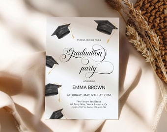 Graduation Party Invitation Grad Invite Editable Template Simple Announcement Party Invite Class of 2024 Printable Grad Party Invitation