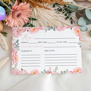 Pink Fall in Love Bridal Shower Recipe Card, Pumpkin Bridal Shower Recipe Card, Floral Bridal Shower Recipe Insert, Fall Bridal Recipe AM3