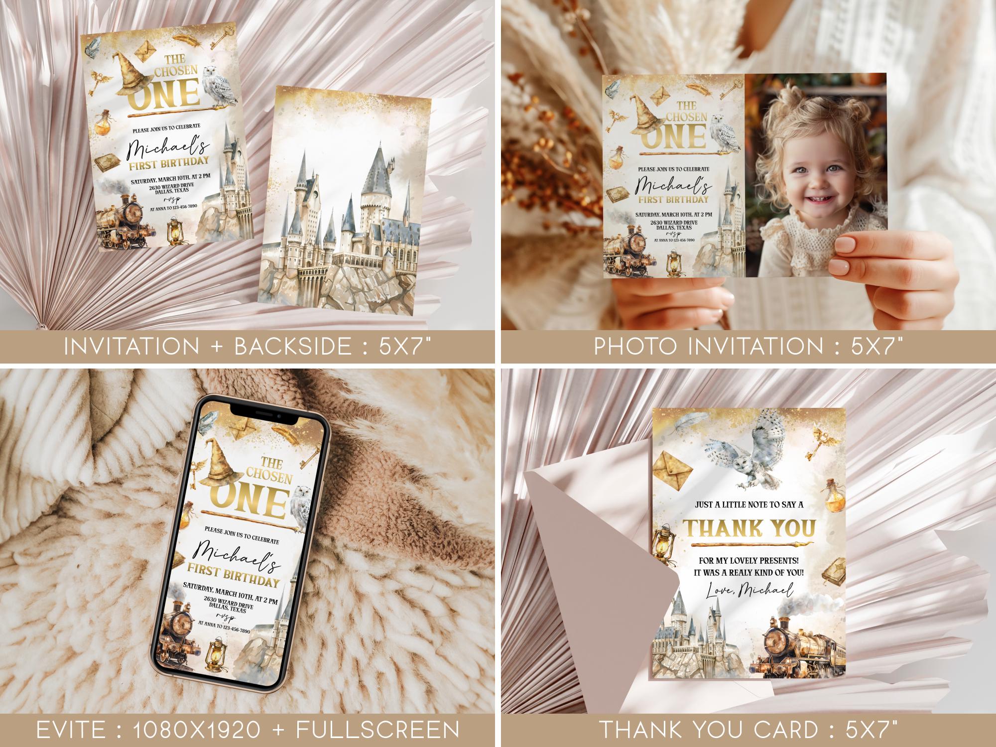 Chosen One Birthday Invitation Bundle, Magical 1st Birthday Party