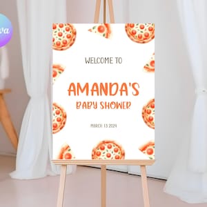 Slice Slice Baby Welcome Sign Pizza Baby Shower Welcome Poster  Slice Slice Baby Decorations Editable Pizza Welcome Sign Template ZZ0 PZ1