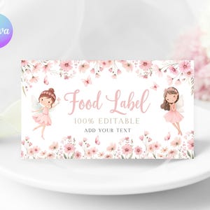 Etichetta stampabile per cibo per il primo compleanno delle fate, segnaposto per il primo compleanno delle fate magiche, etichetta stampabile per buffet del primo compleanno del giardino delle fate FR1