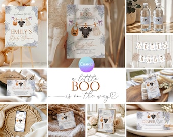 Little Boo Baby Shower Bundle, Halloween Baby Shower Invite, Little Boo Is Almost Due Sign, Ghost Baby Shower Games HL2