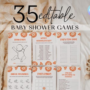 Slice Slice Baby Shower Game Bundel Pizza Babyshower Game Pack Bewerkbare Slice Slice Baby Spelletjes Eten Babyshower Spelletjes Pizza Party Games ZZ0