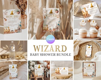 Editable Wizard Baby Shower Bundle, Magic School Baby Shower Invitation Set, Printable Wizarding Party Games Decor Package WU2