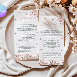 Schmetterling-Babyparty-Menüvorlage, bearbeitbares Schmetterling-Babypartymenü, druckbares Blumen-Babyparty-Party-Menü, Schmetterlingskuss-Menü DP2