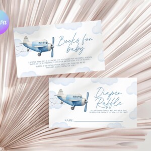 Vliegtuig babyshowerboek voor babykaart, vlieger babyshower luierloterijkaart, vliegtuig doucheboek verzoekkaart, vlieger babyactiviteit AE2