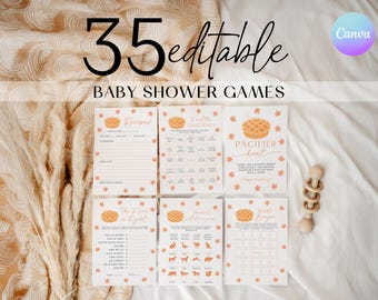Cutie Pie Baby Shower Games Bundle, Autumn Fall Baby Shower Games, Little Cutie Pie Baby Shower Game Pack, Baby Party Games CV2