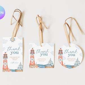 Editable Sailor 1st Birthday Thank You Tags, Sailing First Birthday Favor Tags, Printable Nautical 1st Birthday Favor Tags Template NA1
