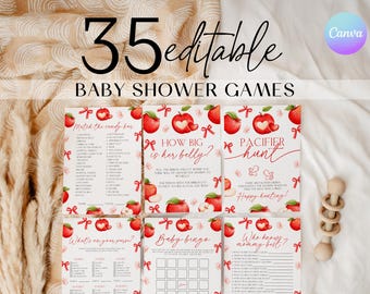 Heart Apple Baby Shower Game Bundle, Fall Apple Baby Shower Games Pack, Apple of Our Eye Shower Games Kit, Fall Baby Shower Game Pack PL2