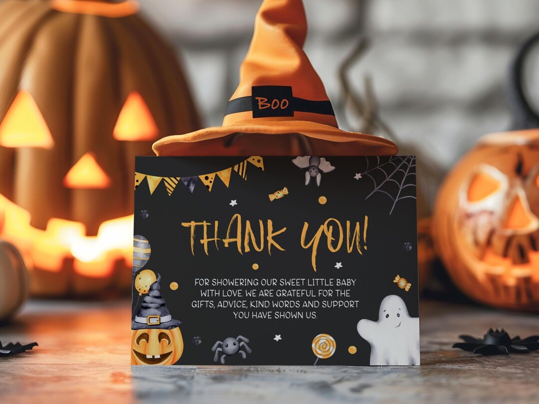 Editable Halloween Baby Shower Thank You Card, Printable Spooky Thank ...
