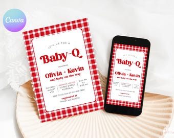 Barbecue Baby Shower Invitation, Editable Baby-Q Evite (Digital Download) RB3