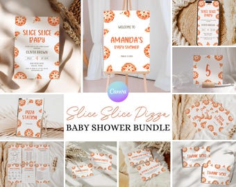 Slice Slice Baby Shower Invitation Bundle, Editable Pizza Baby Shower Game, Printable Pizza And Brews Baby Shower Invitations Template ZZ0