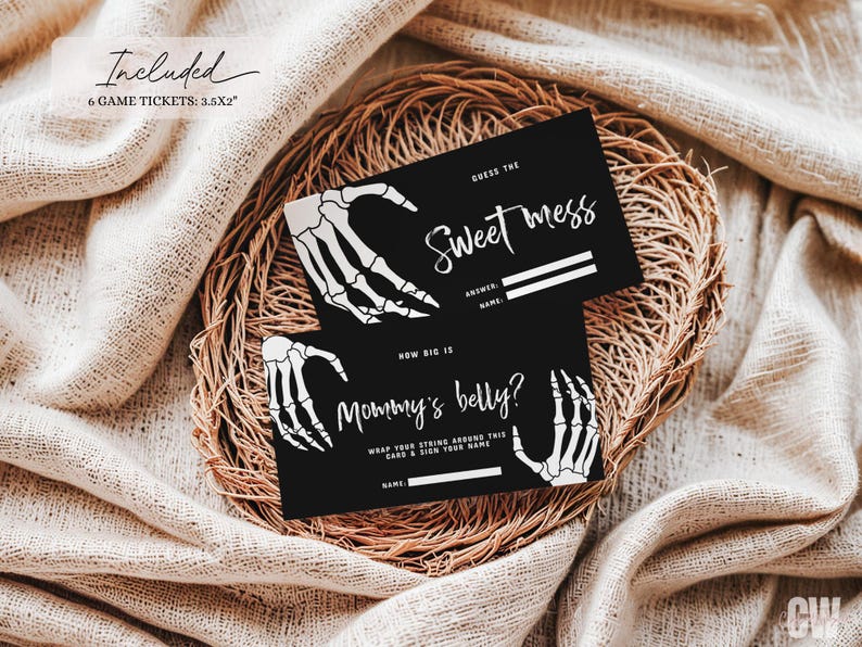 Halloween Baby Shower Games Bundle Black Baby Shower Games Autumn Baby Shower Games Skull Baby Shower Activities Gothic Baby Shower SBS3 image 4
