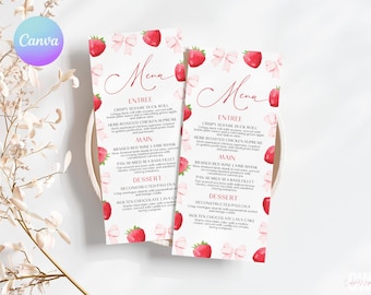 Strawberry Baby Shower Menu Card, Someone Berry Sweet Baby Shower Menu, Printable Fruit Baby Shower Menu, Fruit Baby Shower Party Menu CP2