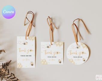 First Bee Day Party Favor Tag Editable Bee 1St Birthday Thank You First Bee Day Party Thank You Tag Bee Thank You Bee Day Party Favors BE1