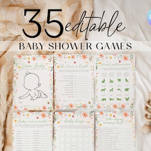 Little Love Bug Baby Shower Games, Wildflower Baby Shower Game Bundle, Bugging Out Shower Party Game Bundle, Insect Baby Shower Activity GS2