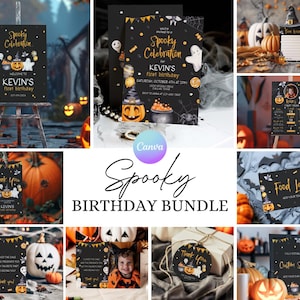 Pacchetto di compleanno Little Pumpkin, Pacchetto di inviti The Spooky One, Pacchetto di primo compleanno di Halloween, Pacchetto di compleanno Spooky One Halloween PT6