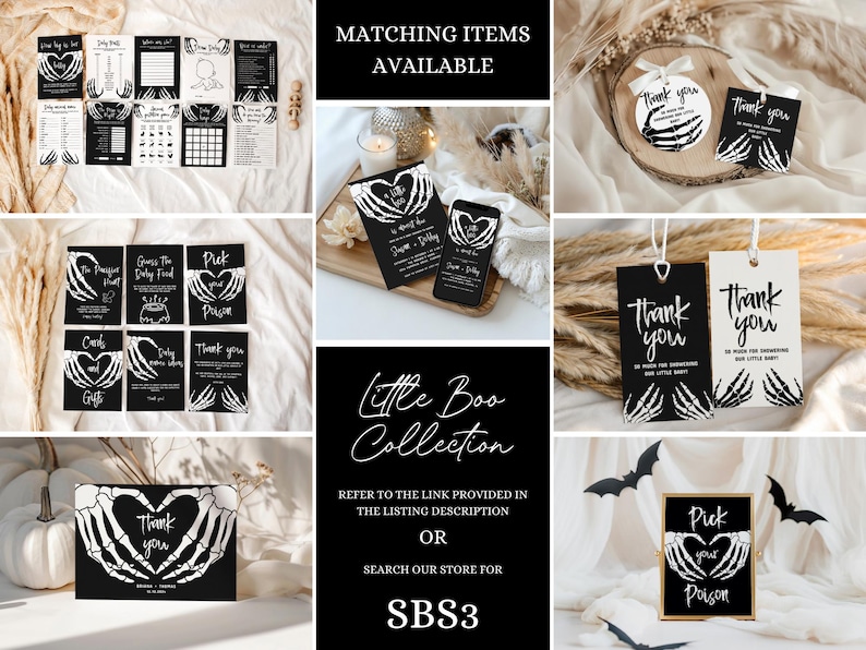 Halloween Baby Shower Games Bundle Black Baby Shower Games Autumn Baby Shower Games Skull Baby Shower Activities Gothic Baby Shower SBS3 image 6
